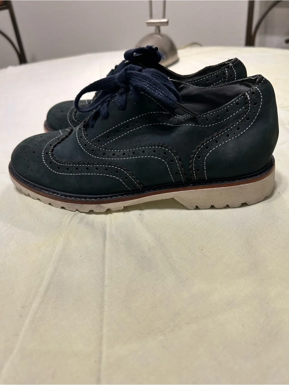 Kenneth Cole Navy Suede Wingtip Oxfords